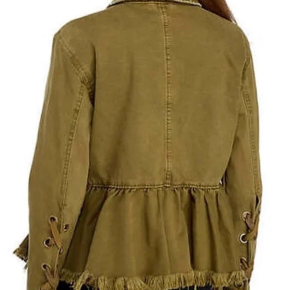 Free People Willlow Cotton Denim Jacket Moss XS - Picture 2 of 7